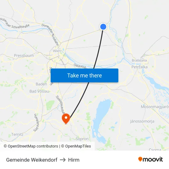 Gemeinde Weikendorf to Hirm map