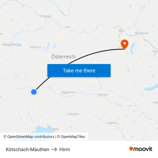 Kötschach-Mauthen to Hirm map