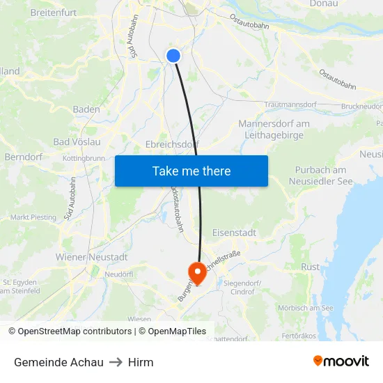 Gemeinde Achau to Hirm map