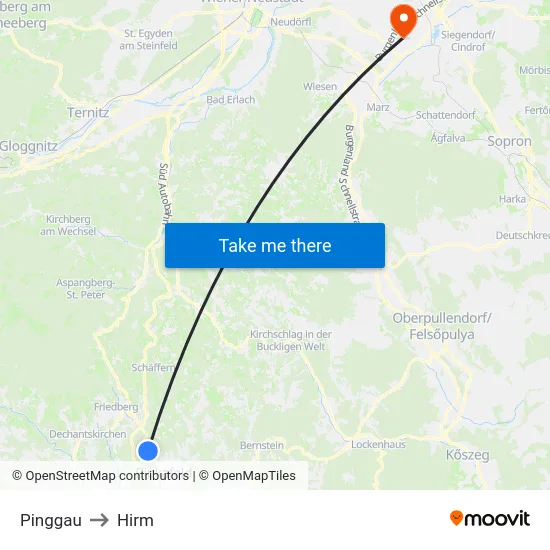 Pinggau to Hirm map