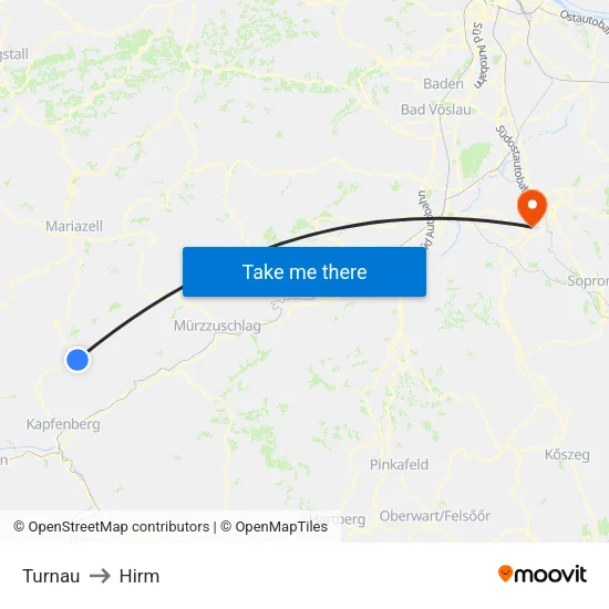 Turnau to Hirm map