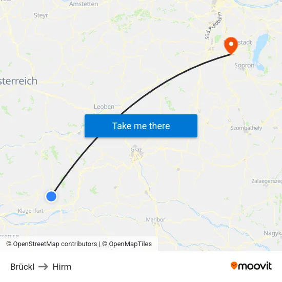Brückl to Hirm map