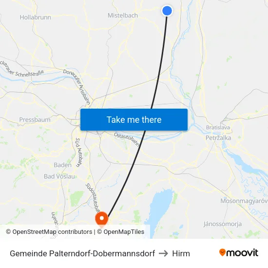 Gemeinde Palterndorf-Dobermannsdorf to Hirm map
