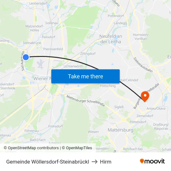 Gemeinde Wöllersdorf-Steinabrückl to Hirm map