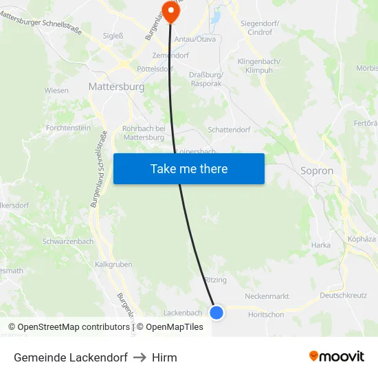 Gemeinde Lackendorf to Hirm map