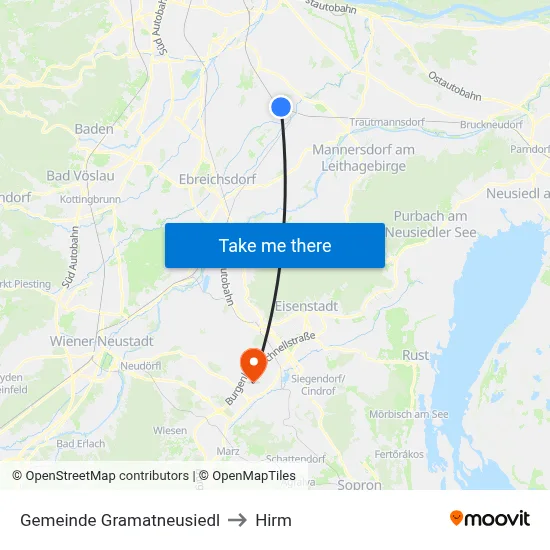 Gemeinde Gramatneusiedl to Hirm map