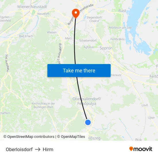 Oberloisdorf to Hirm map