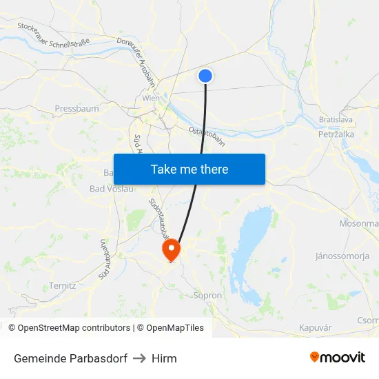 Gemeinde Parbasdorf to Hirm map