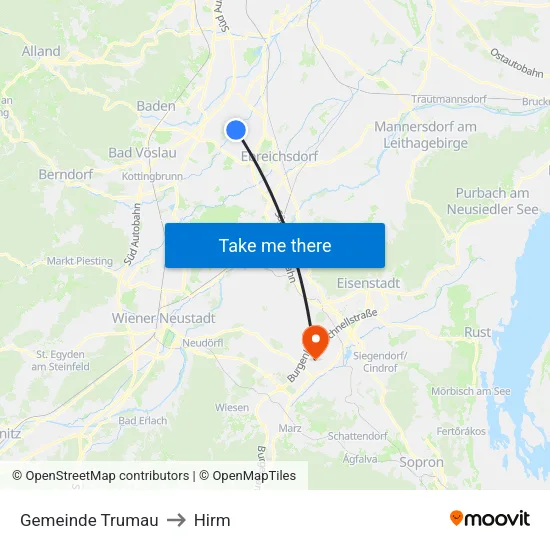 Gemeinde Trumau to Hirm map