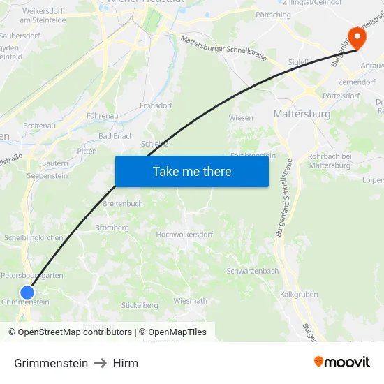 Grimmenstein to Hirm map