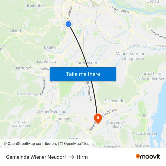 Gemeinde Wiener Neudorf to Hirm map