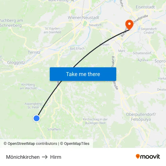 Mönichkirchen to Hirm map