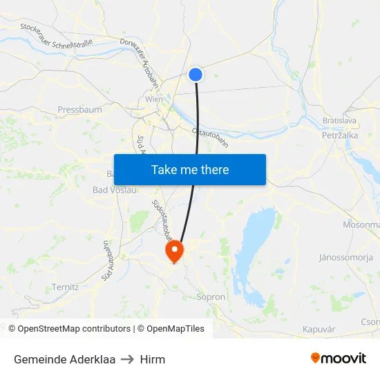 Gemeinde Aderklaa to Hirm map