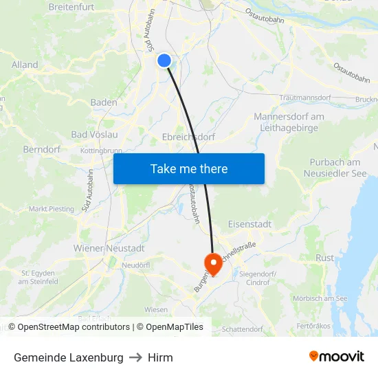 Gemeinde Laxenburg to Hirm map