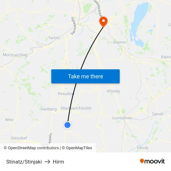 Stinatz/Stinjaki to Hirm map