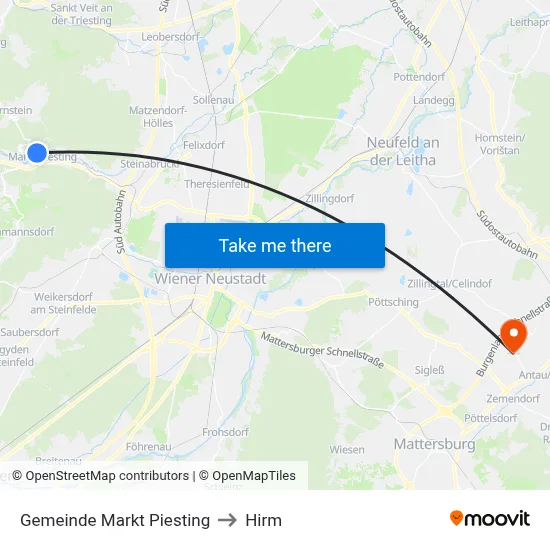 Gemeinde Markt Piesting to Hirm map