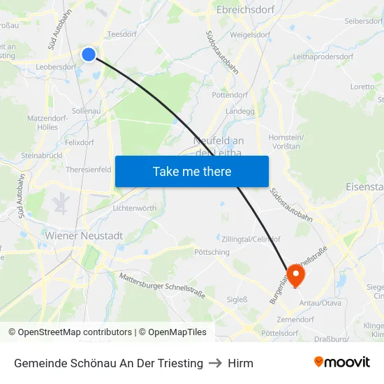 Gemeinde Schönau An Der Triesting to Hirm map