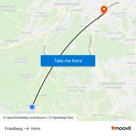 Friedberg to Hirm map