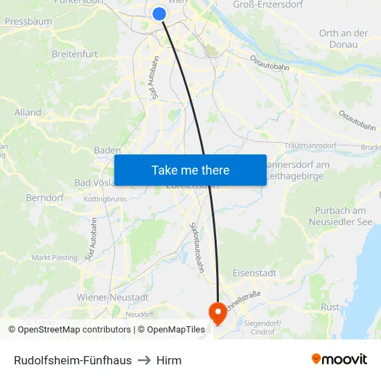 Rudolfsheim-Fünfhaus to Hirm map