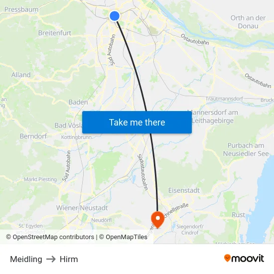 Meidling to Hirm map