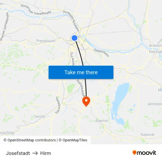 Josefstadt to Hirm map
