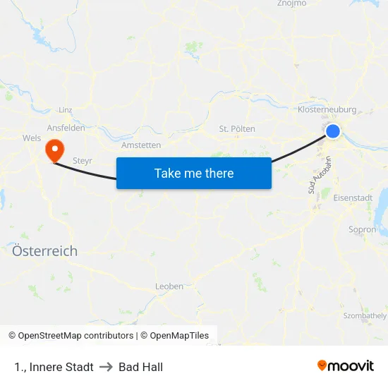 1., Innere Stadt to Bad Hall map