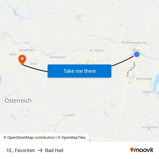 10., Favoriten to Bad Hall map