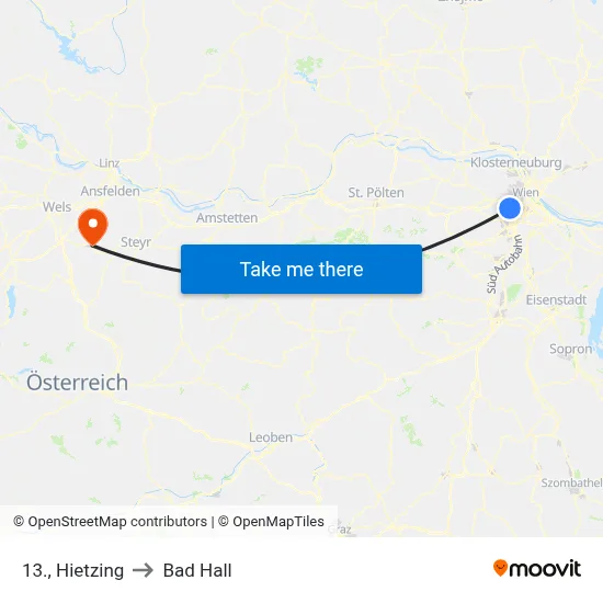13., Hietzing to Bad Hall map