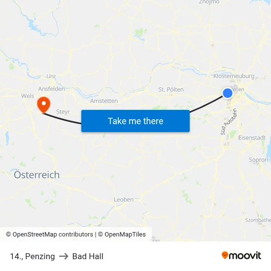 14., Penzing to Bad Hall map