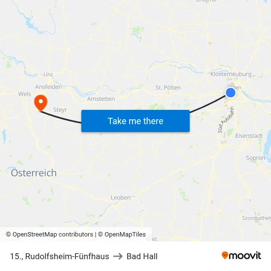 15., Rudolfsheim-Fünfhaus to Bad Hall map