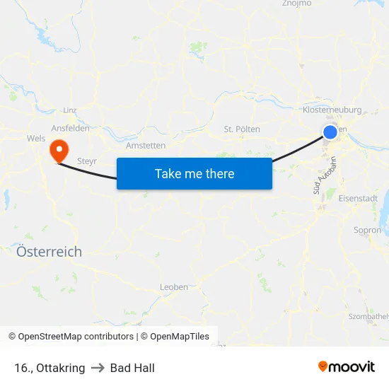 16., Ottakring to Bad Hall map
