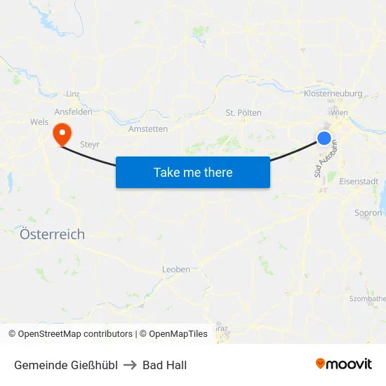 Gemeinde Gießhübl to Bad Hall map