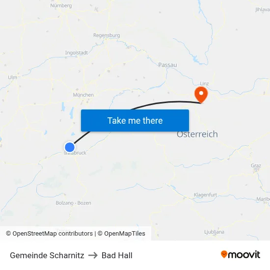 Gemeinde Scharnitz to Bad Hall map