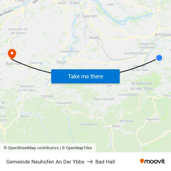 Gemeinde Neuhofen An Der Ybbs to Bad Hall map