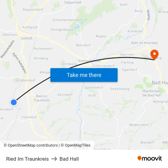 Ried Im Traunkreis to Bad Hall map