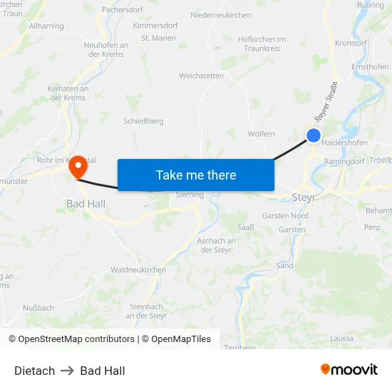 Dietach to Bad Hall map