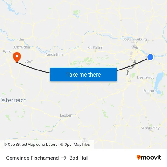 Gemeinde Fischamend to Bad Hall map