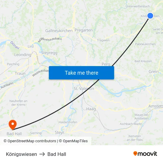 Königswiesen to Bad Hall map