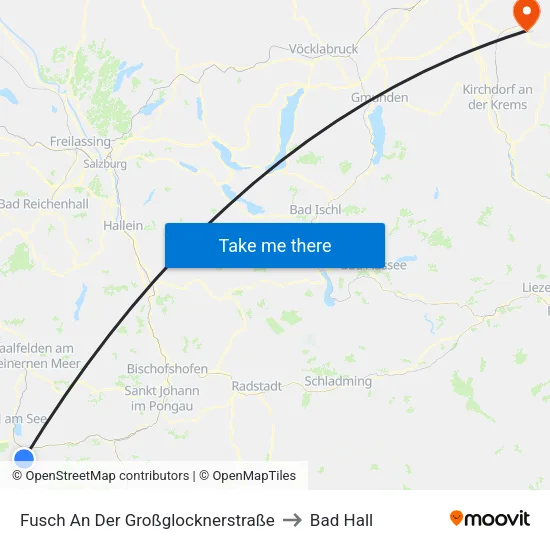 Fusch An Der Großglocknerstraße to Bad Hall map