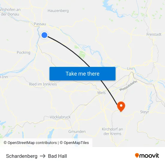 Schardenberg to Bad Hall map