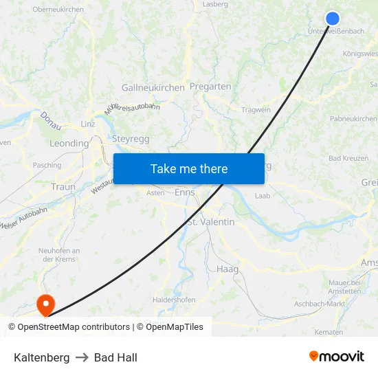 Kaltenberg to Bad Hall map