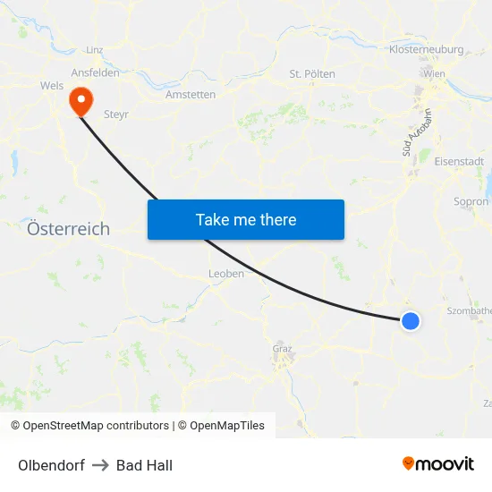 Olbendorf to Bad Hall map