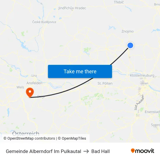 Gemeinde Alberndorf Im Pulkautal to Bad Hall map