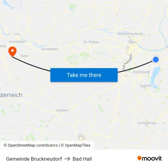 Gemeinde Bruckneudorf to Bad Hall map