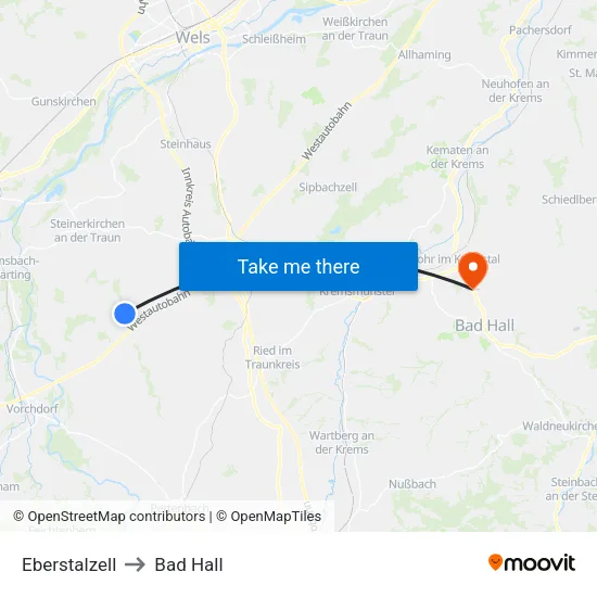 Eberstalzell to Bad Hall map
