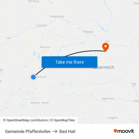 Gemeinde Pfaffenhofen to Bad Hall map