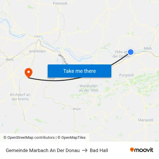 Gemeinde Marbach An Der Donau to Bad Hall map