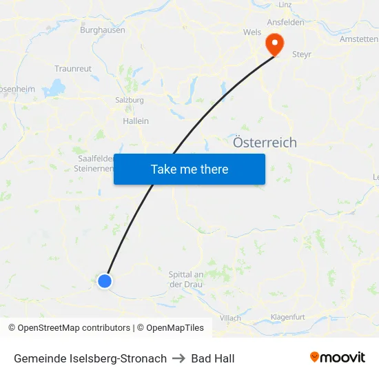 Gemeinde Iselsberg-Stronach to Bad Hall map