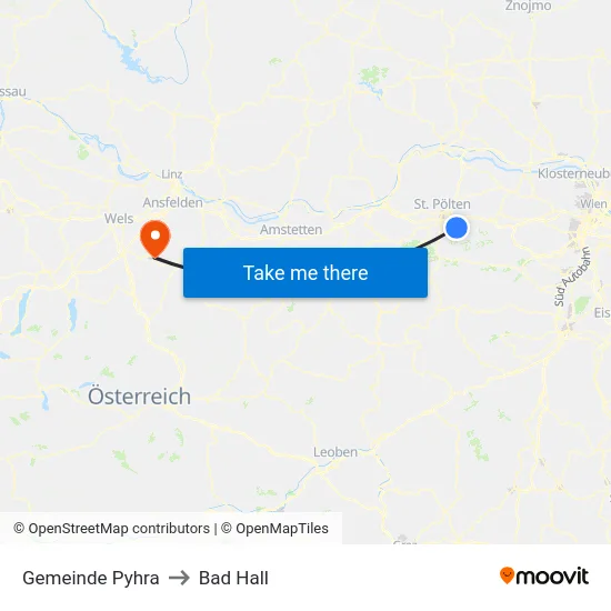 Gemeinde Pyhra to Bad Hall map