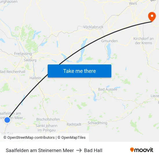 Saalfelden am Steinernen Meer to Bad Hall map